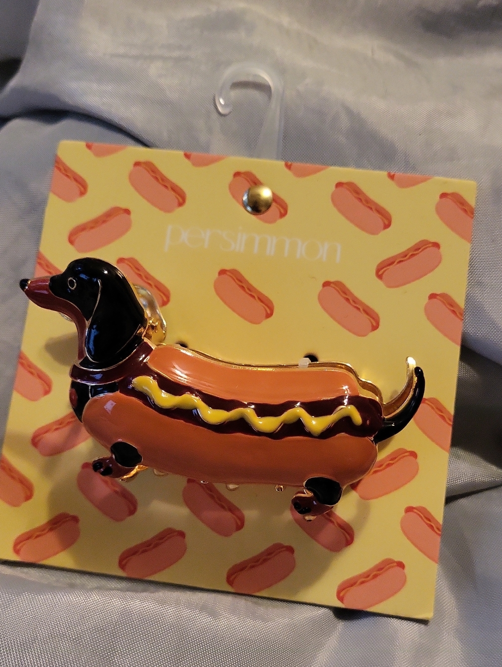 Persimmon Orange Dachshund Hot Dog Dog Claw Hair Clip Lp